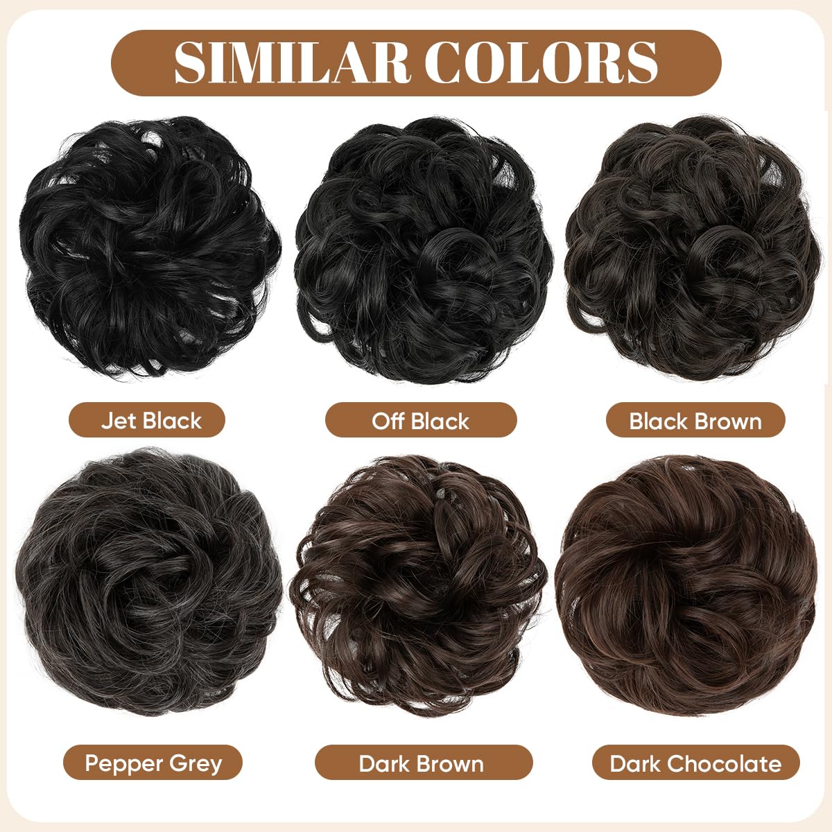 Large Messy Bun Hair Piece - Wavy Curly Synthetic Chignon Ponytail Extensions for Women | Dark Brown