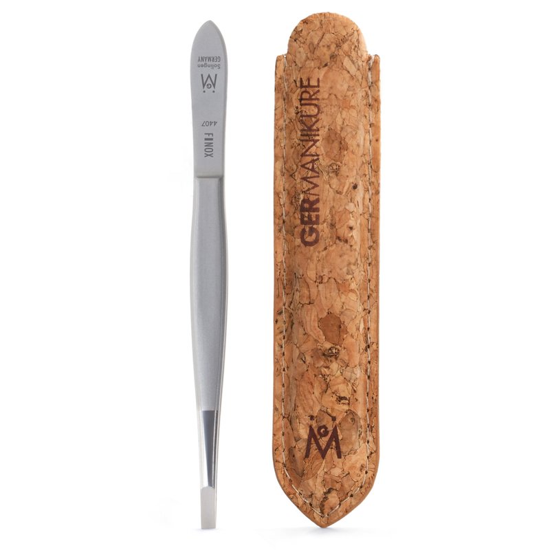 GERMANIKURE Straight Tweezers in Cork Case - Made in Solingen Germany