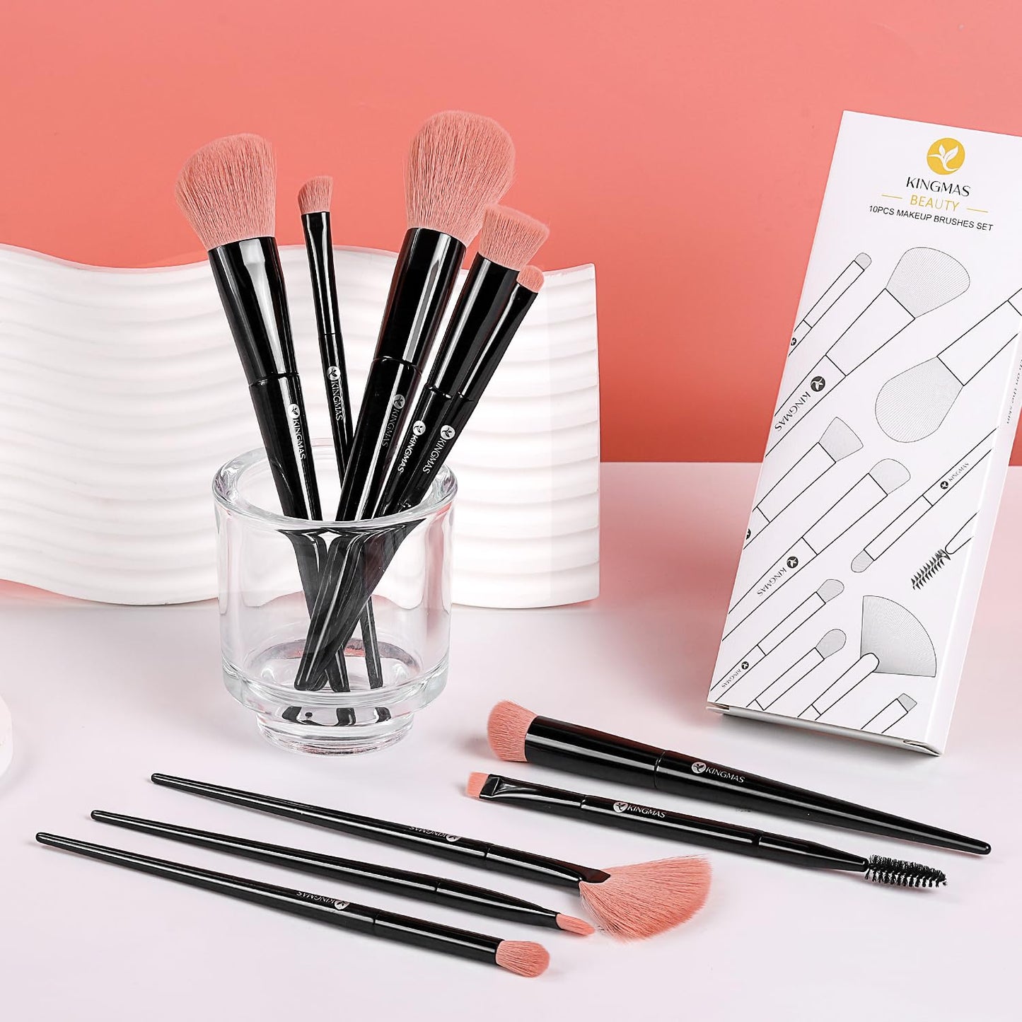 Premium 10-Piece Makeup Brush Set - Vegan & Cruelty-Free Ultra-Soft Face and Eye Brushes