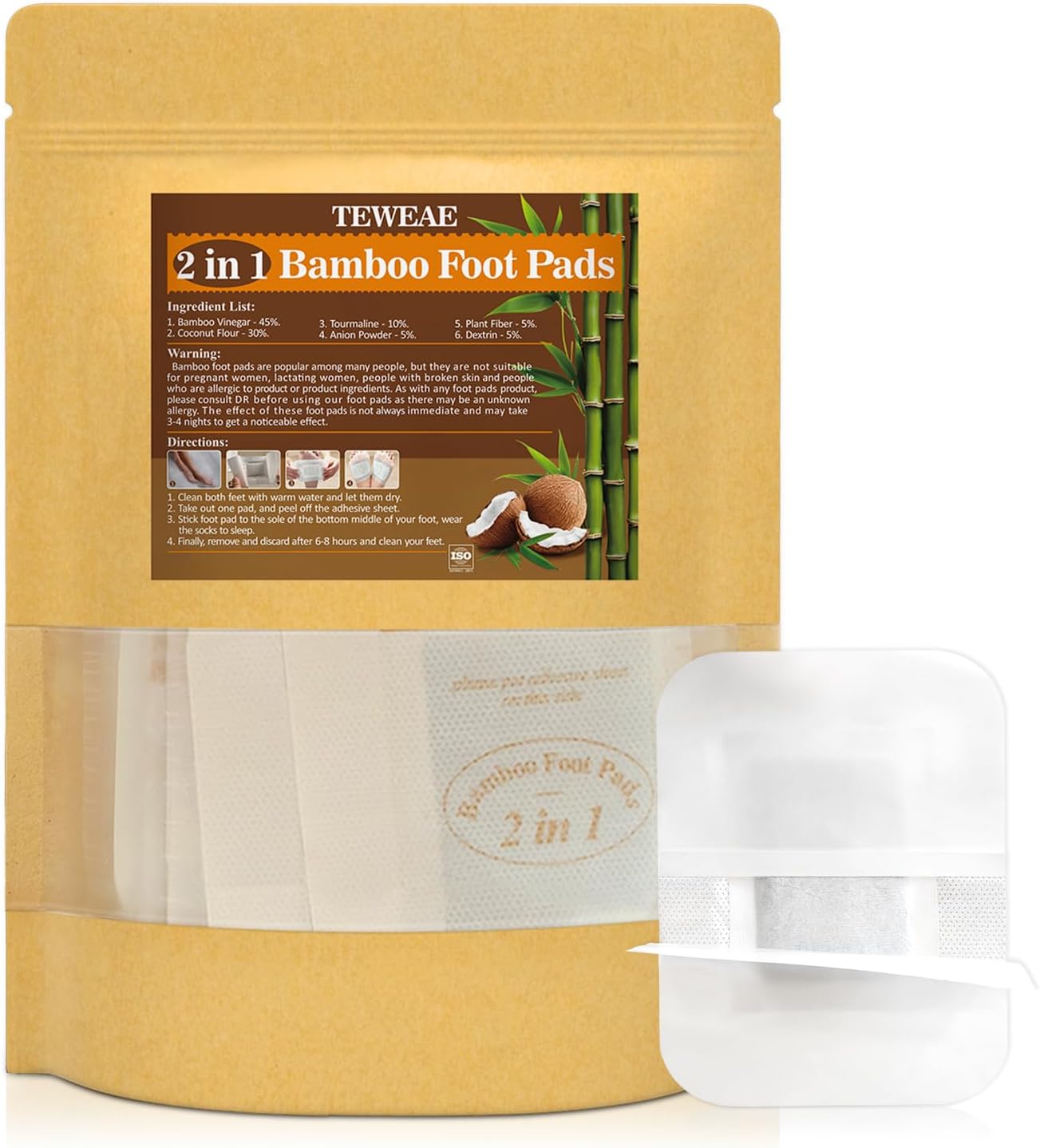 Natural Ginger Foot Pads - Turmeric & Bamboo Vinegar for Better Sleep | 62 Count Relaxation Patches