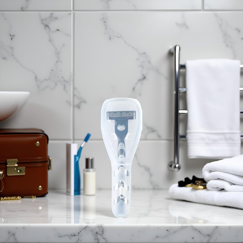 Portable Travel Razor Cover Case, Transparent Plastic Shaver Holder Protector Organizer, for Men's Manual Razors and Electric Shaver Accessories Razor Travel Case
