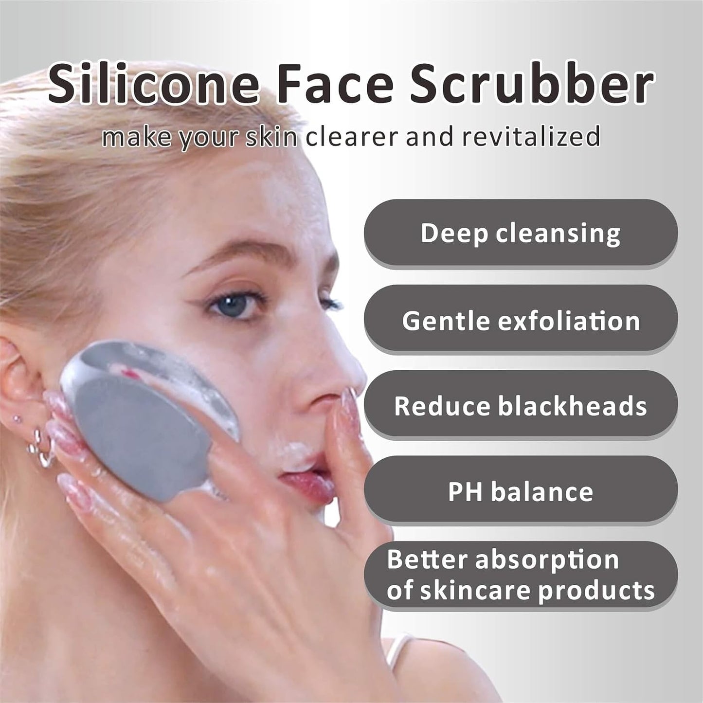 Silicone Face Scrubber - 2 Pack Exfoliating Facial Cleansing Brushes for Blackhead Removal & Pore Cleansing | Gentle Massaging Tool
