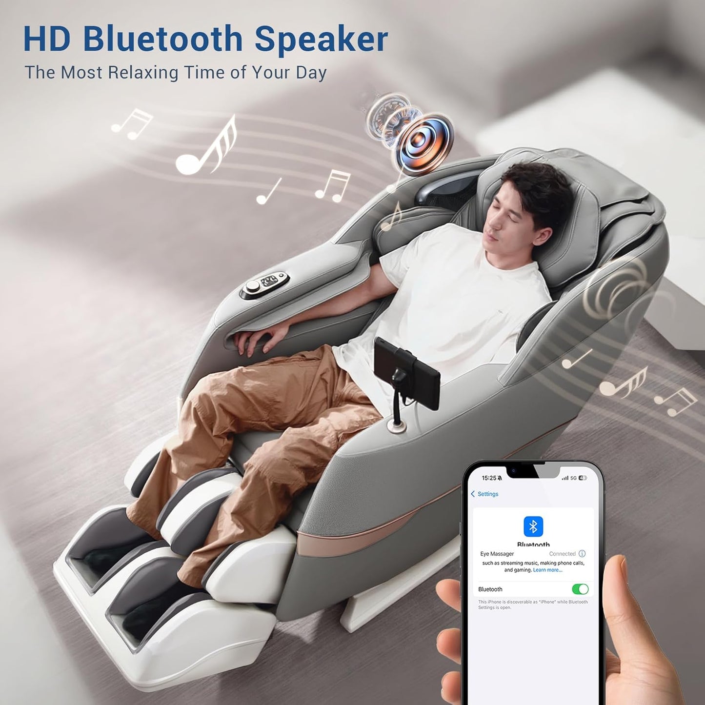Full Body Shiatsu Massage Chair - 170° Flexible SL Track, Bluetooth, Airbags & Heating | Grey MC1650