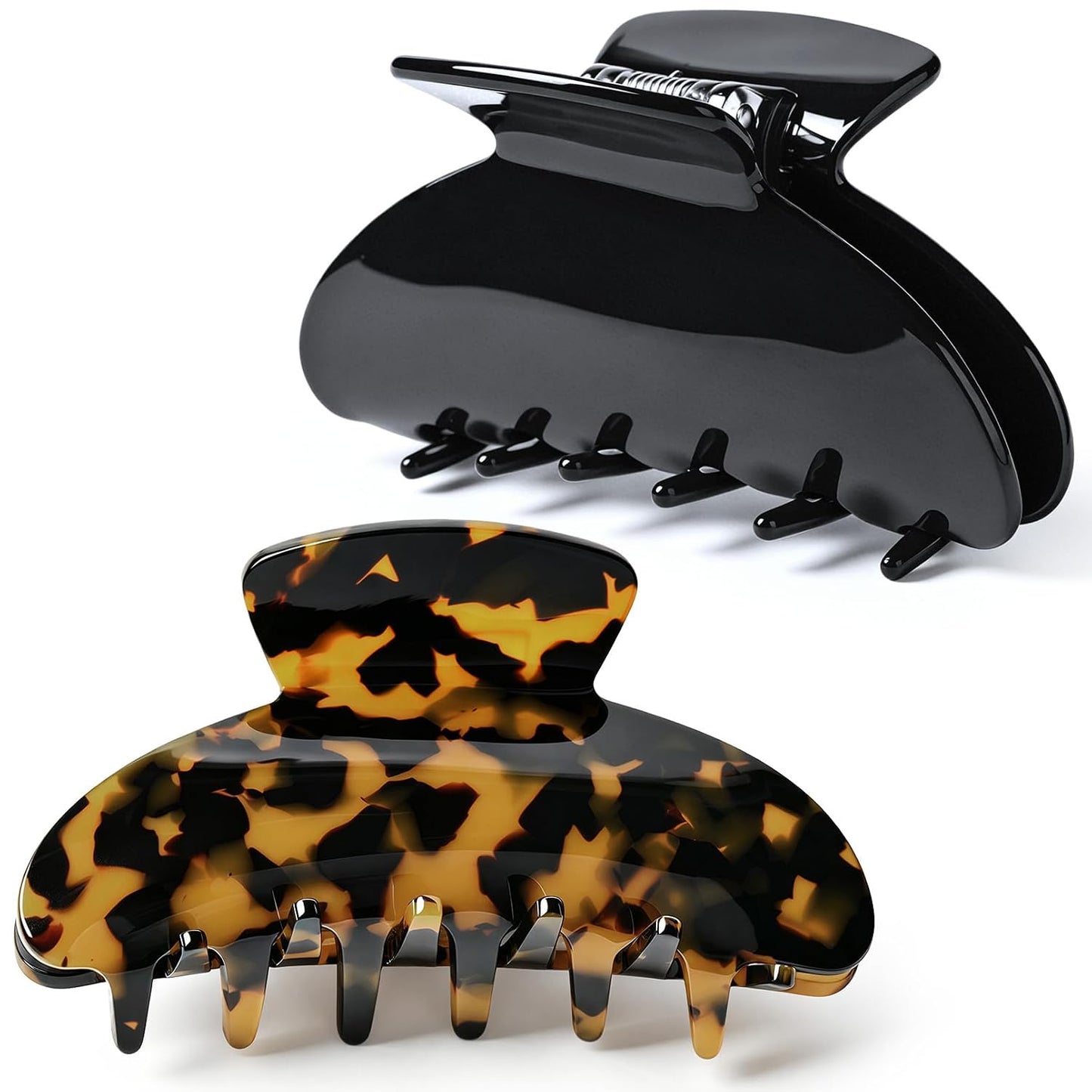 Hair Claw Banana Clips - Tortoise & Leopard Print Celluloid Barrettes | Large Fashion Accessories for Women