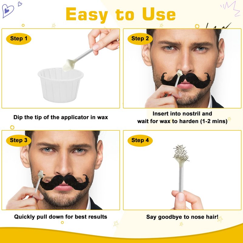 Auperwel Nose Wax Kit - 120g Wax, 30 Applicators for Quick & Painless Nose Hair Removal, Long Lasting, Perfect for Men and Women, 20-30 Uses - Blue