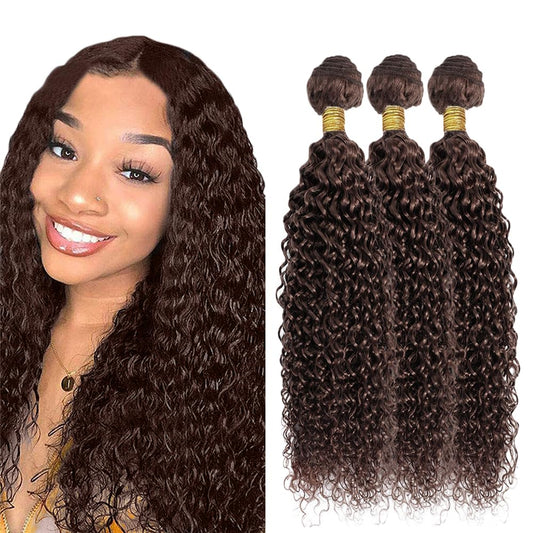Brown Bundles Human Hair 4 Curly Wave Bundle 8A Peruvian Virgin Hair 3 Bundles 14 16 18 Inch Chocolate Brown Bundle Soft Hair Extensions 150g/PC