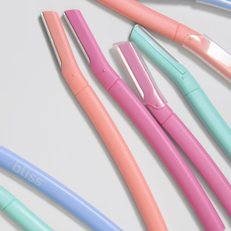 Bliss Stainless Steel Disposable Dermaplaning Tools | Facial Exfoliator and Eyebrow Razor to Dermaplane Peach Fuzz - 8 pack