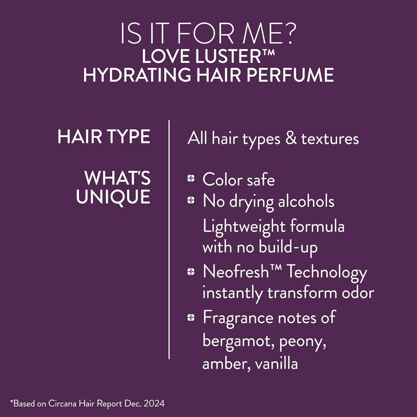 Pureology Love Luster Hair Perfume - Hydrating Mist with Vanilla & Peony | Color Safe, No Drying Alcohols