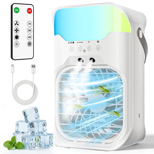 Portable Air Conditioners,4-in-1 Air Conditioner,2.3-Second Cooling & 3 Fan Speeds,1600ML Water Tank With 2 Mist,10 Color Night Light,Remote Control,Portable AC for Room,Car,Bedroom,Office,Outdoor