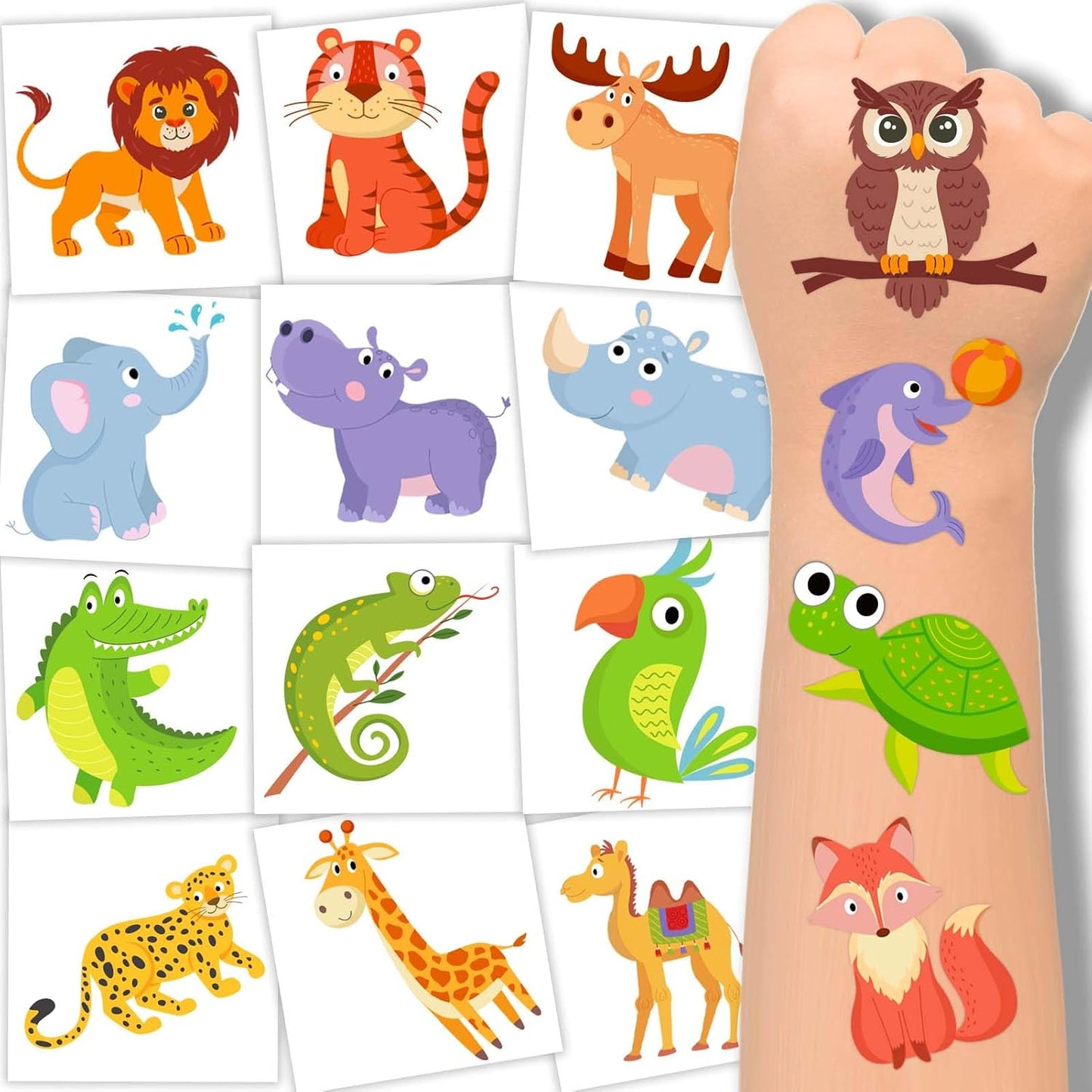 Winthrop 240 Pcs Animal Temporary Tattoos for Kids - Waterproof Jungle Designs | Perfect for Birthday Parties & Classroom Games