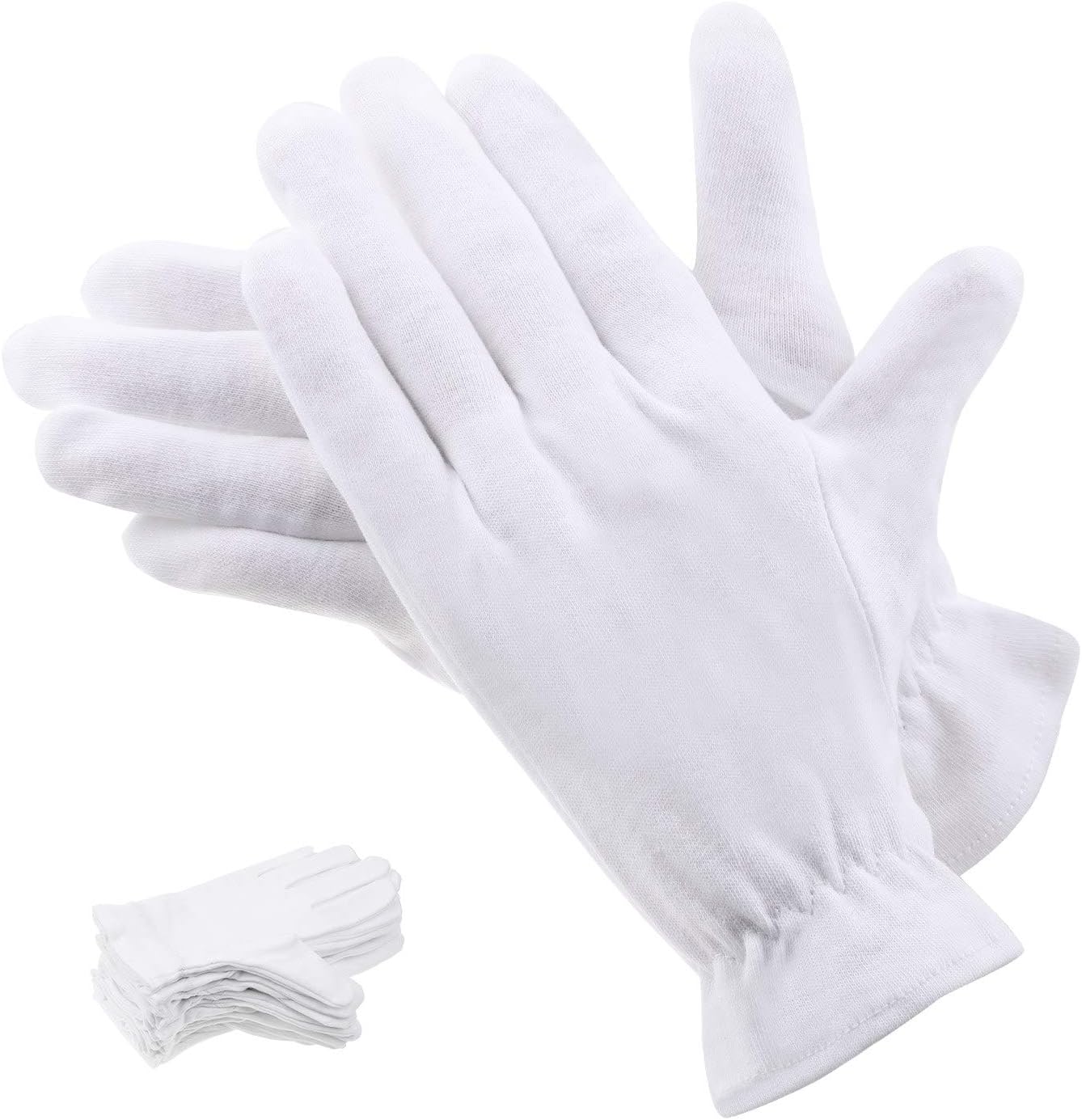 Cotton Gloves for Dry Hands & Eczema Relief - 10 Pairs White Moisturizing Gloves for Sensitive Skin | Spa Use