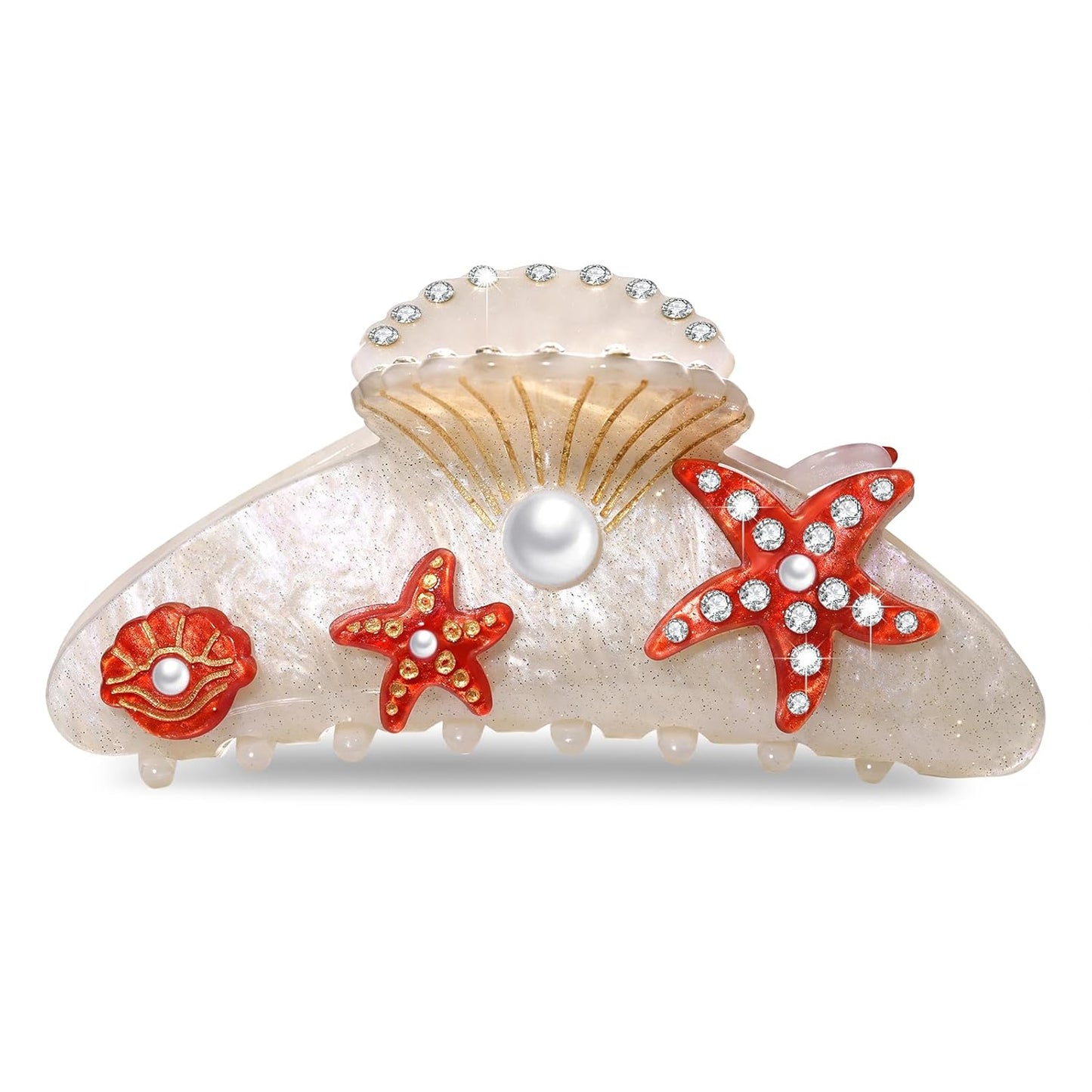 Sea Animal Hair Claw Clips - Stylish Starfish & Seashell Design | Large Beach Hair Accessories for Women & Girls