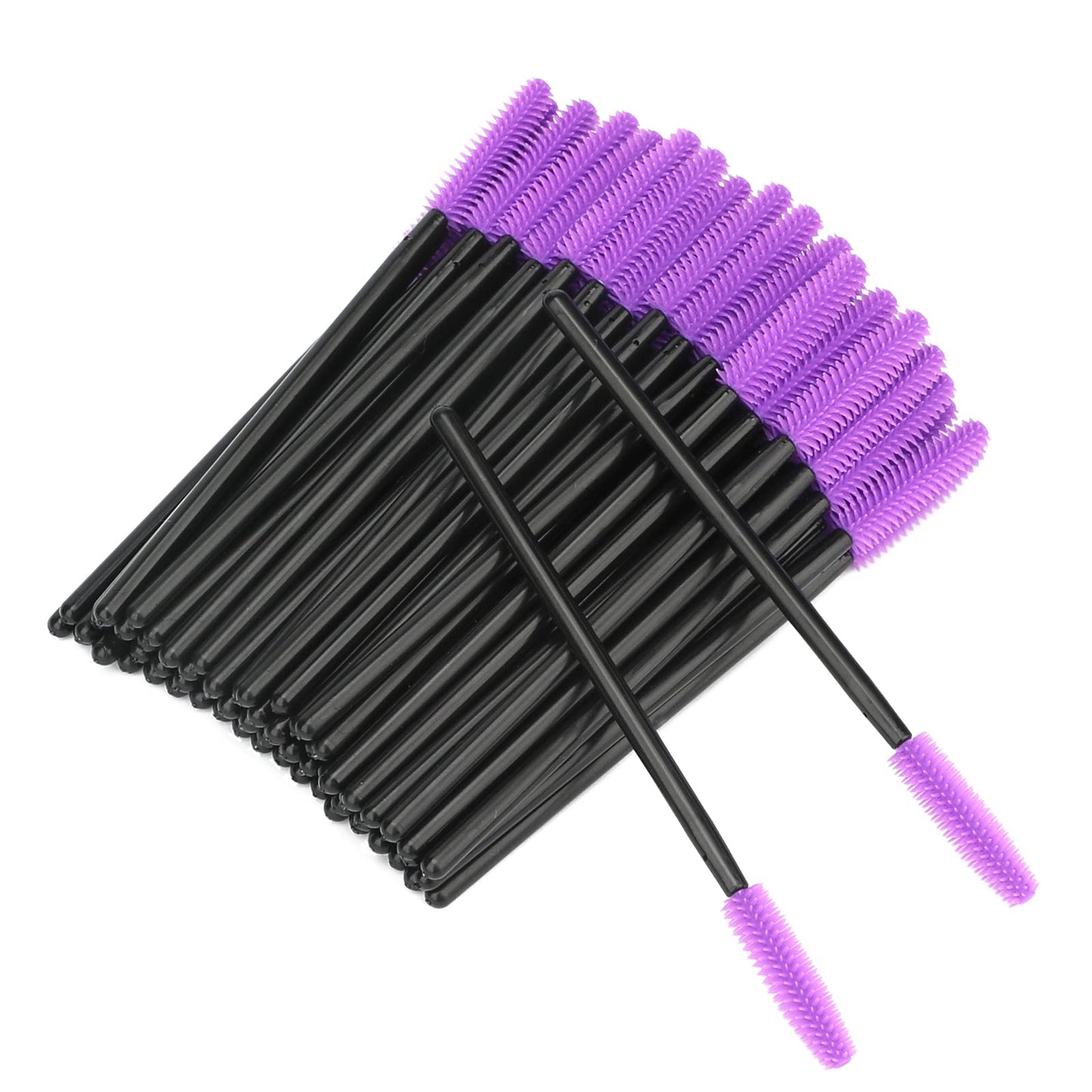 100PCS Disposable Silicone Eyelash Mascara Brushes Wands Applicator Makeup Kits (Purple)