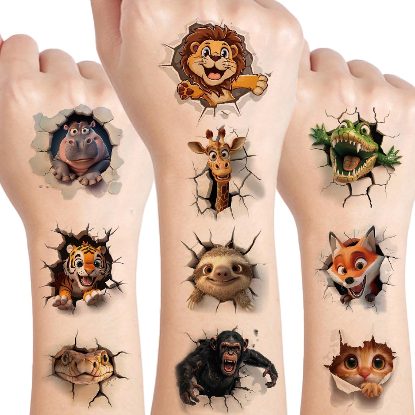UVUXO Animals Temporary Tattoo for kids - 10 Sheets for Temporary Girls Boy Body Arm Shoulder Cute Animals Tattoos Stickers, Birthday Party Supplies Gifts for Kids
