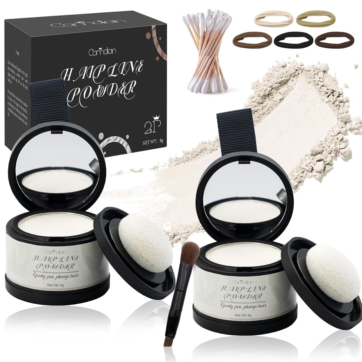 Hairline Powder for Women & Men - Root Touch Up for Thinning, Gray Hair & Bald Spots | 2 Pack, White