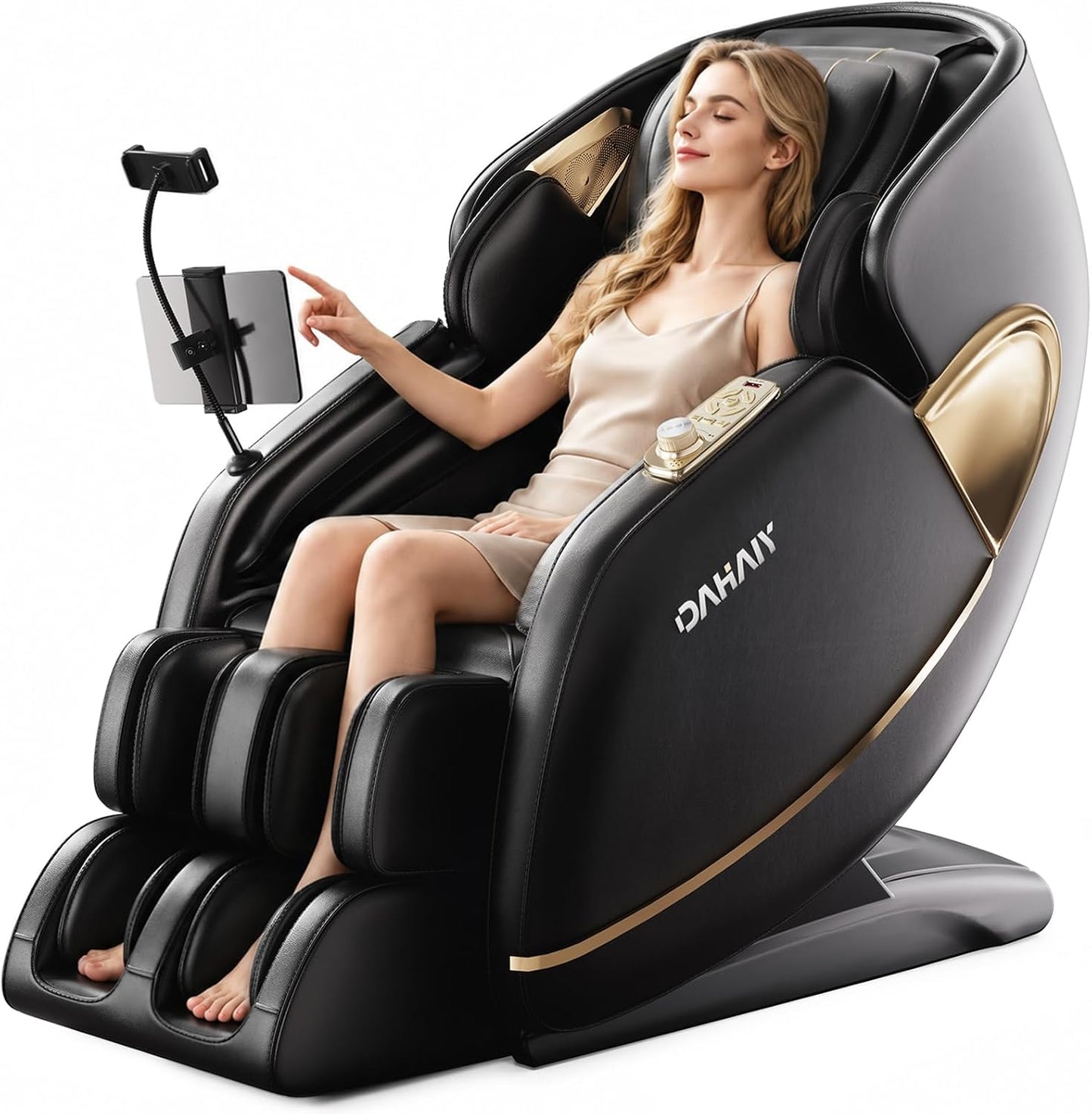4D Full Body Massage Chair - AI Voice Control, Heated Recliner, PU Leather | Black