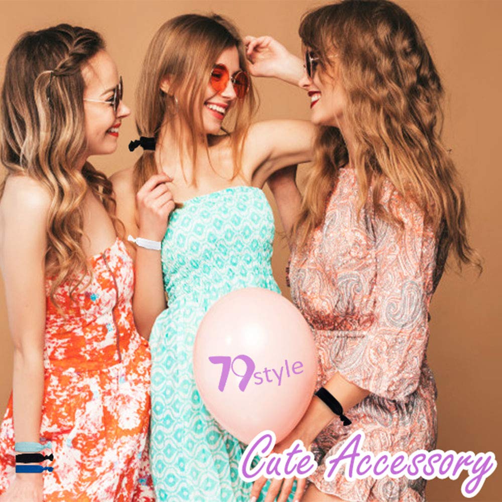 Fabric Hair Ties - No Damage Black Ribbon Flat Hair Bands | Soft Ponytail Holders for Women