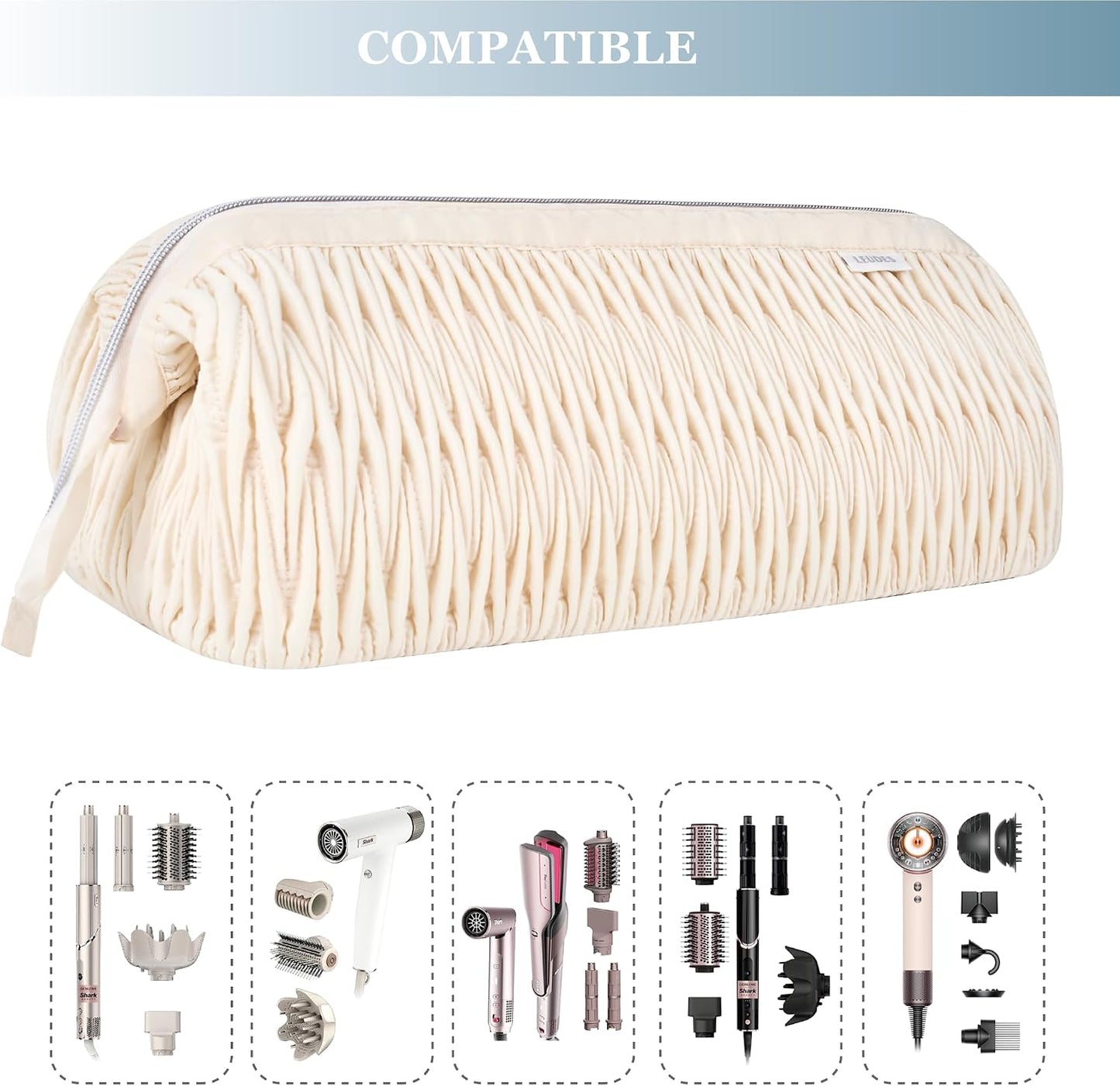 Dyson Airwrap Travel Case - Organizer for Shark Hair Dryer & Airstraight Flex Style | Beige