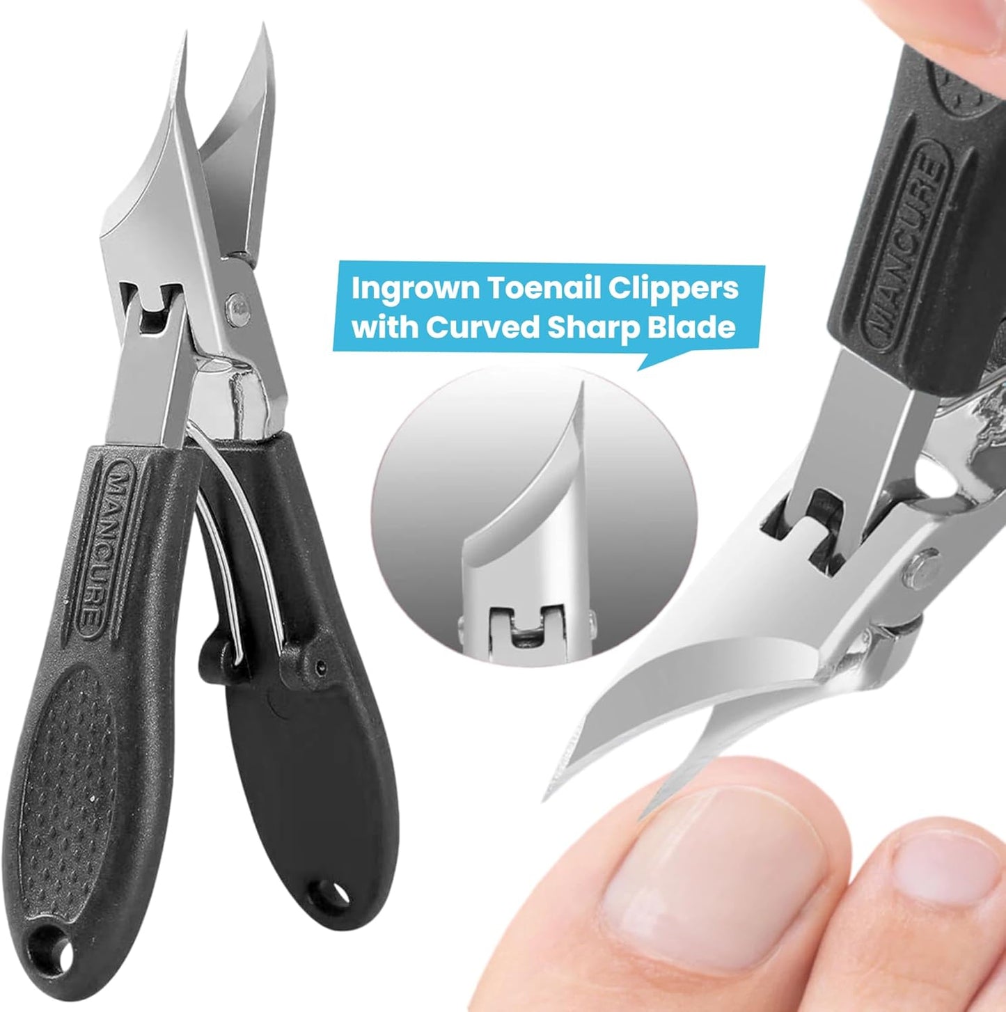 Toenail Clippers for Thick Nails - Heavy Duty Angled Head Design | Ideal for Seniors & Ingrown Toenails