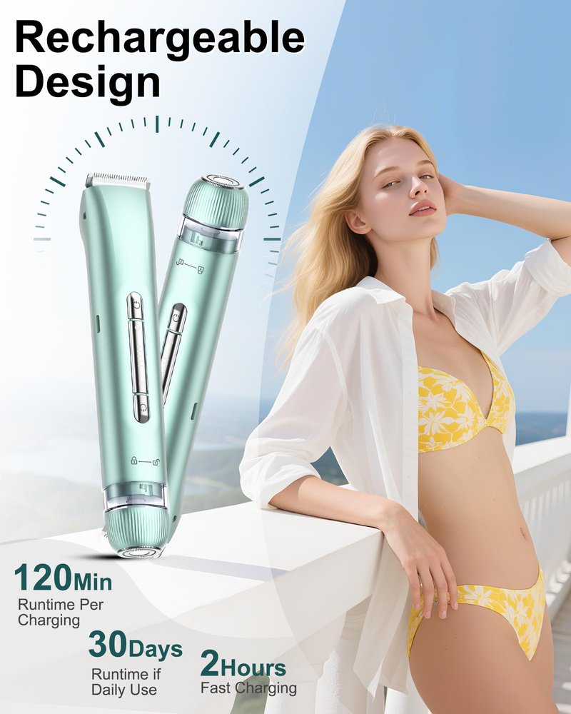 Electric Razors for Women | Dual Head Electric Shaver for Ladies for Facial Hair Removal, IPX7 Waterproof, Painless & Flawless, USB Rechargeable, for Face, Bikini, Body, Leg