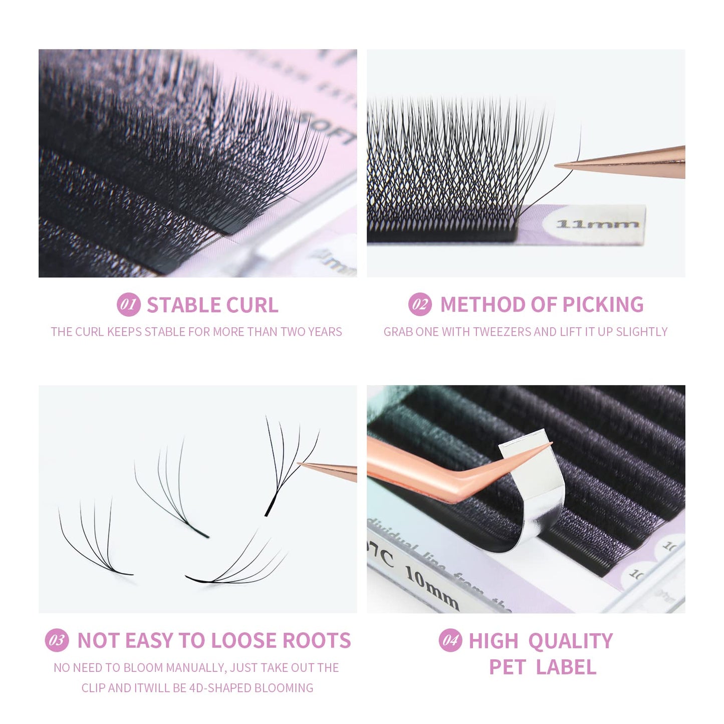 ANNAFRIS 4D Premade Fan W Shape Eyelash Extensions Volume Self Fanning False Lashes Makeup Supplies Professional Use Lash Extension