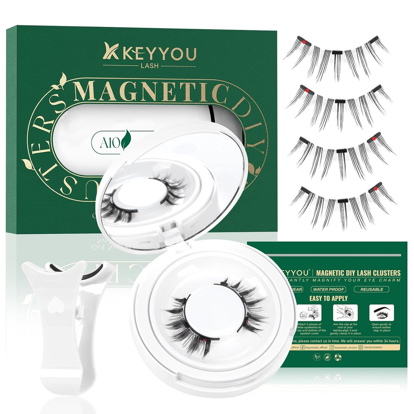KEYYOU 3D Eyelash Clusters - 280pcs Wispy Volume Lashes | 80D D Curl, 9-18mm Mix