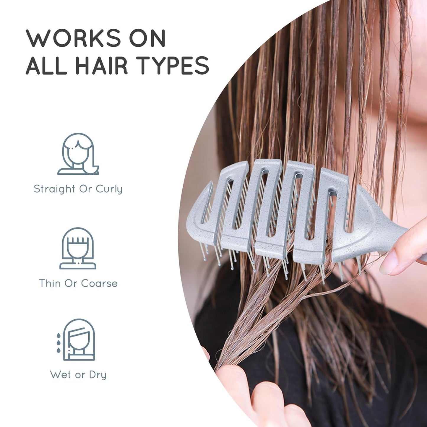 Ecoed Vented Detangling Hair Brush - Smooths Curly, Thick & Straight Hair | Eco-Friendly Blue Design