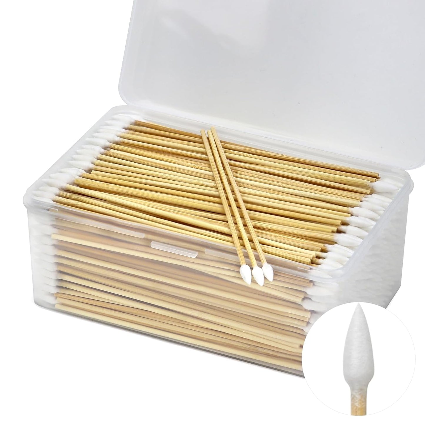 500PCS Cotton Swabs - Long Wooden Sticks, Lint-Free & Highly Absorbent Applicators for Makeup, Pet Care | Ideal for Home Cleaning