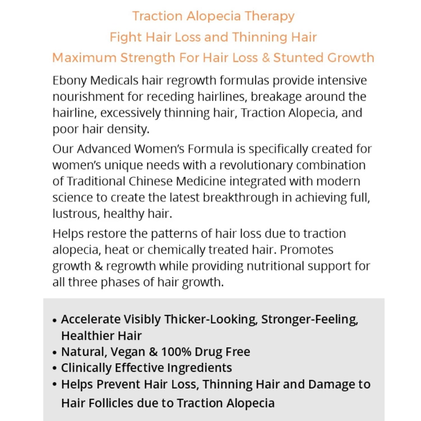 Ebony Medical Hair Support Supplement for Women of Color – Thinning Hair & Traction Alopecia Support – Keratin Boost, Follicle Nourishment, and Hair Strength Vitamins – 30-Day Supply