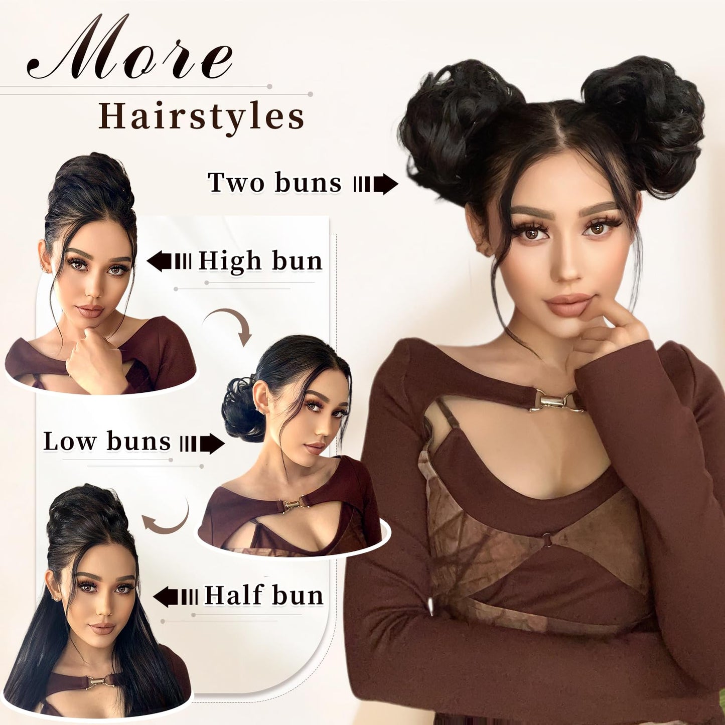 HMD Messy Bun Hair Piece Curly Hair Bun for Women Hair Bun Hair Piece Scrunchies Synthetic Fake Bun Chignon Hair Extensions Hairpieces for Daily Wear