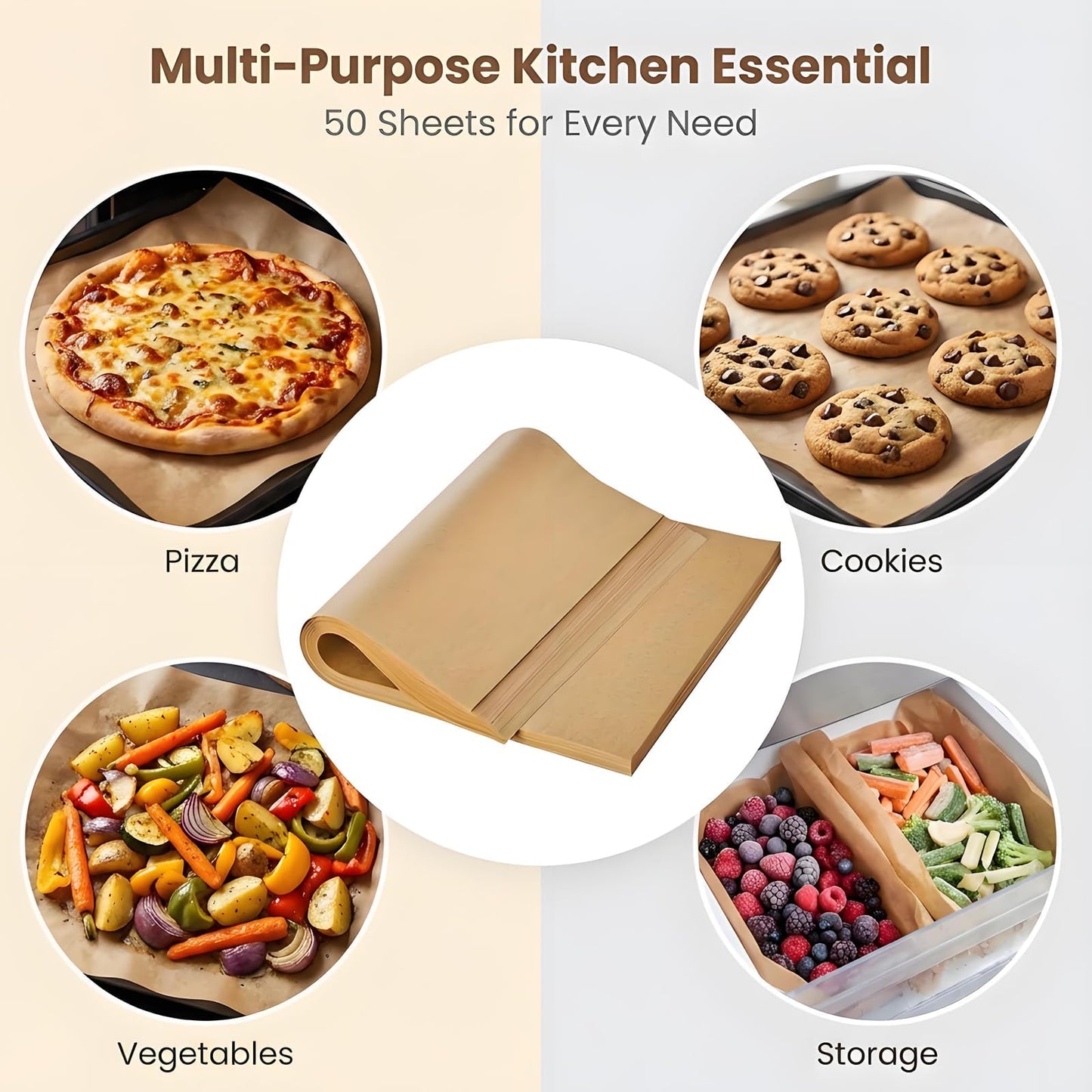 50Pcs Baking Paper Sheets - Parchment Paper Bulk Value Pack Non-Stick for Kitchen Ovens - Heat Resistant Pre-cut Parchment for Cookies