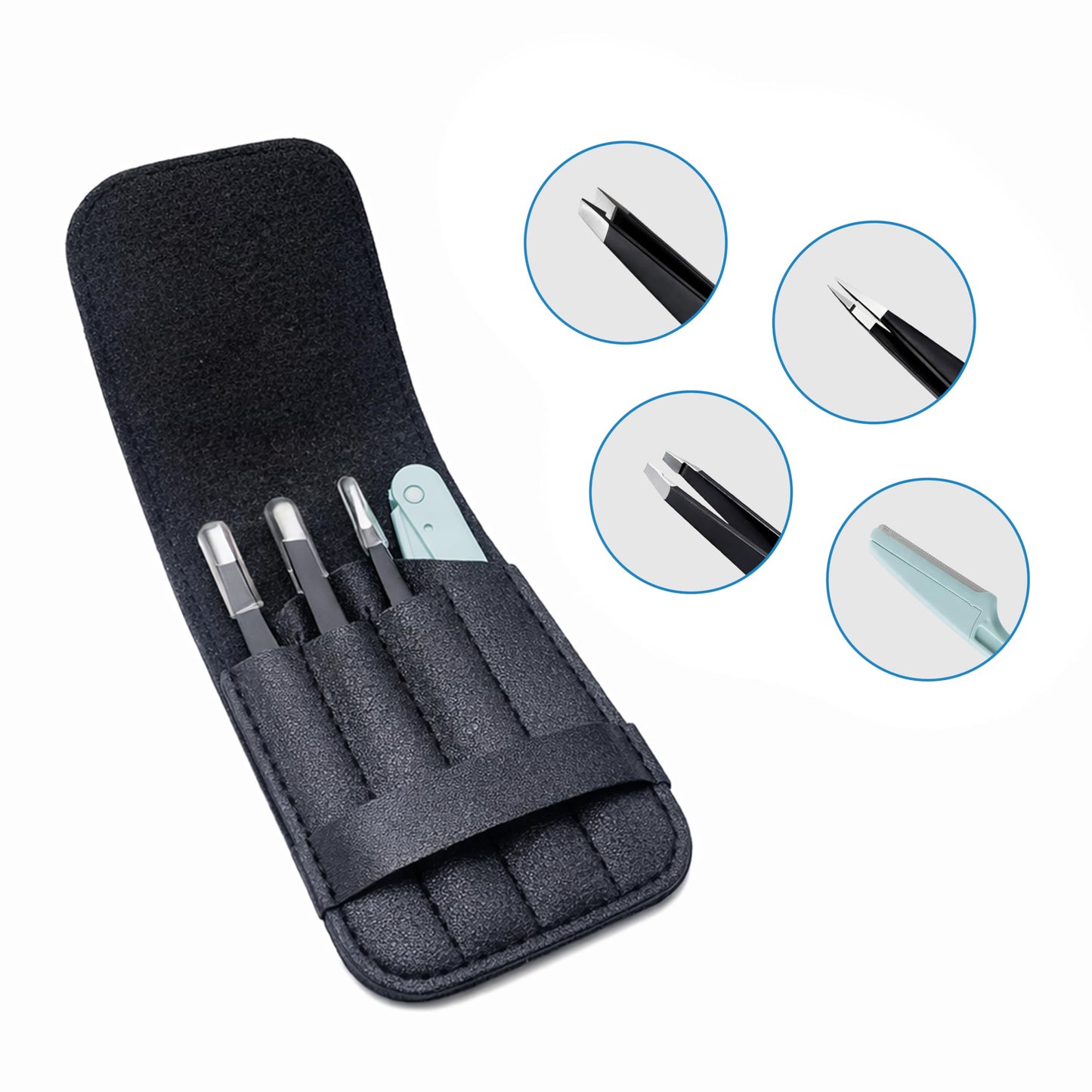 MGER Tweezers Set - Professional Stainless Steel Tweezers for Eyebrows - Great Precision for Facial Hair, Splinter and Ingrown Hair Removal
