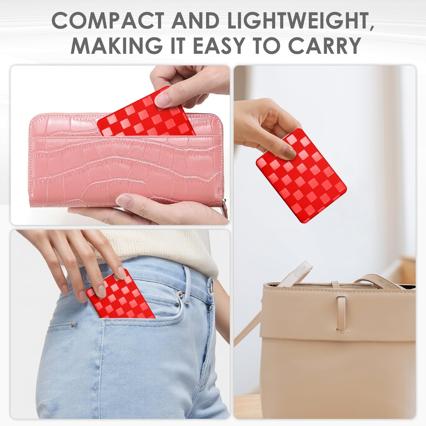 Tavonis Compact Mirror，Unique Contrasting Neon-Toned Checkered Travel Mirror，Pocket Mirror for Women
