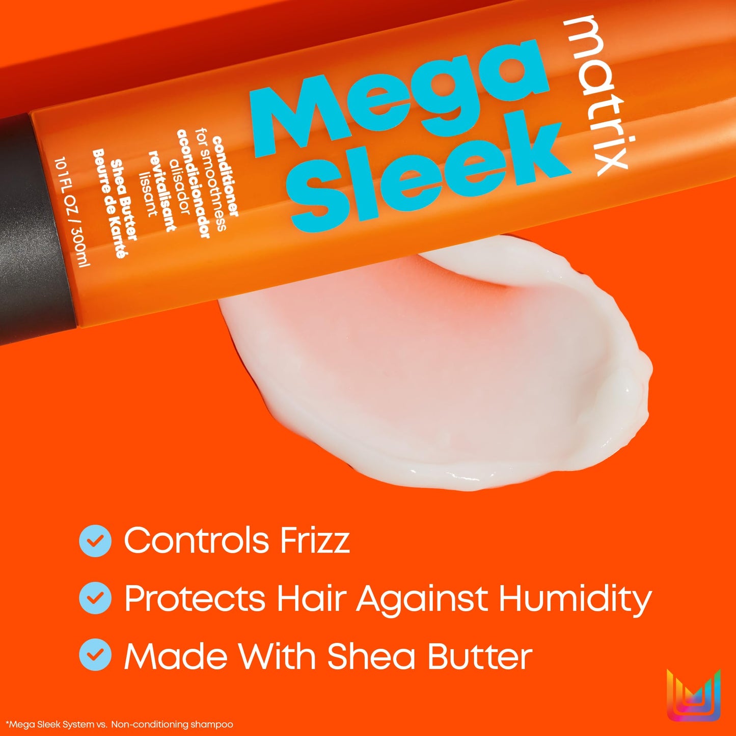 Matrix Mega Sleek Shampoo, Conditioner, & Miracle Creator Set - Controls Frizz Leaving Hair Smooth & Shiny, Nourishes With Shea Butter, For Dry, Damaged Hair, Salon Routine