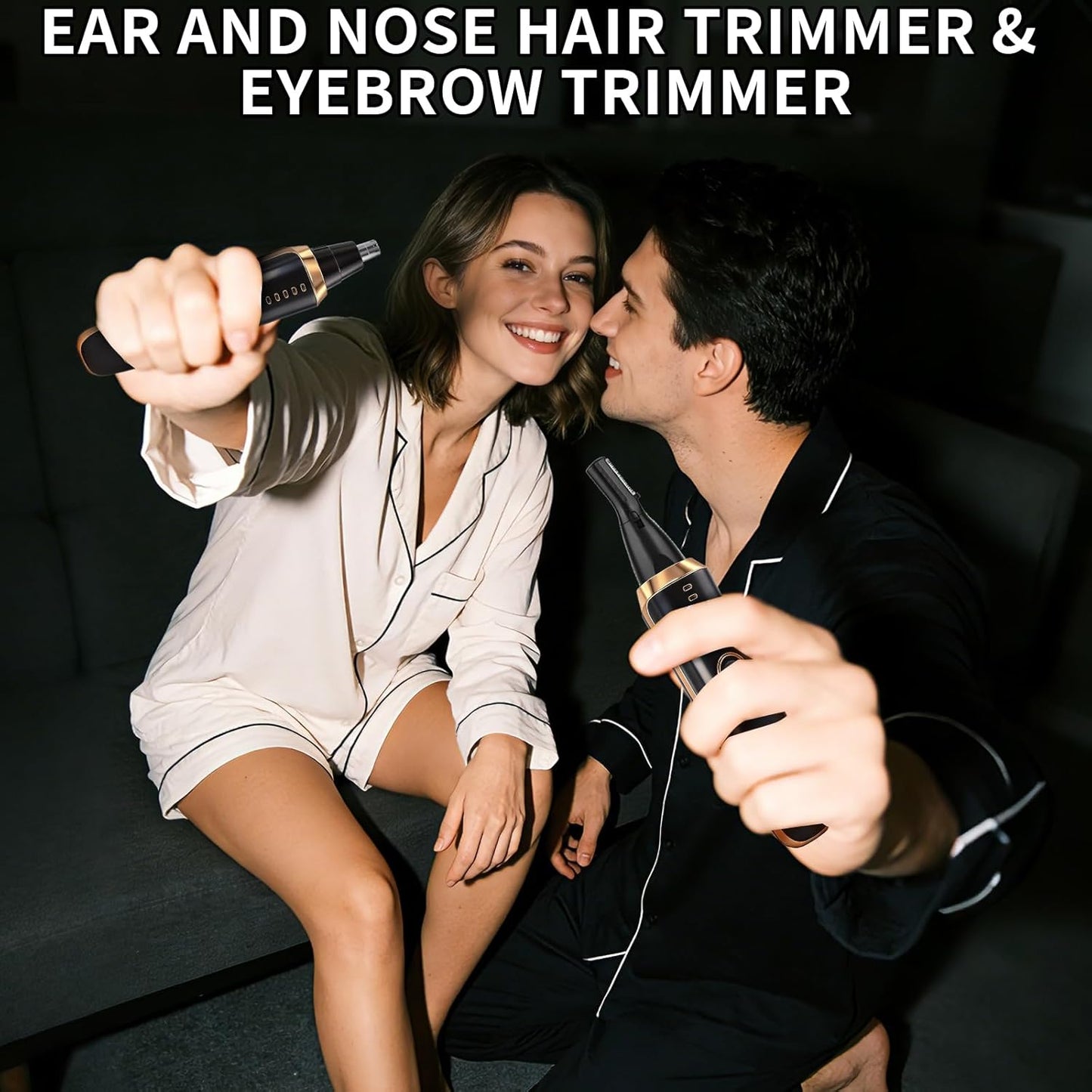 Nose and Ear Hair Trimmer - 2-in-1 LED Display USB Rechargeable | Portable Waterproof Facial Hair Removal (Black)