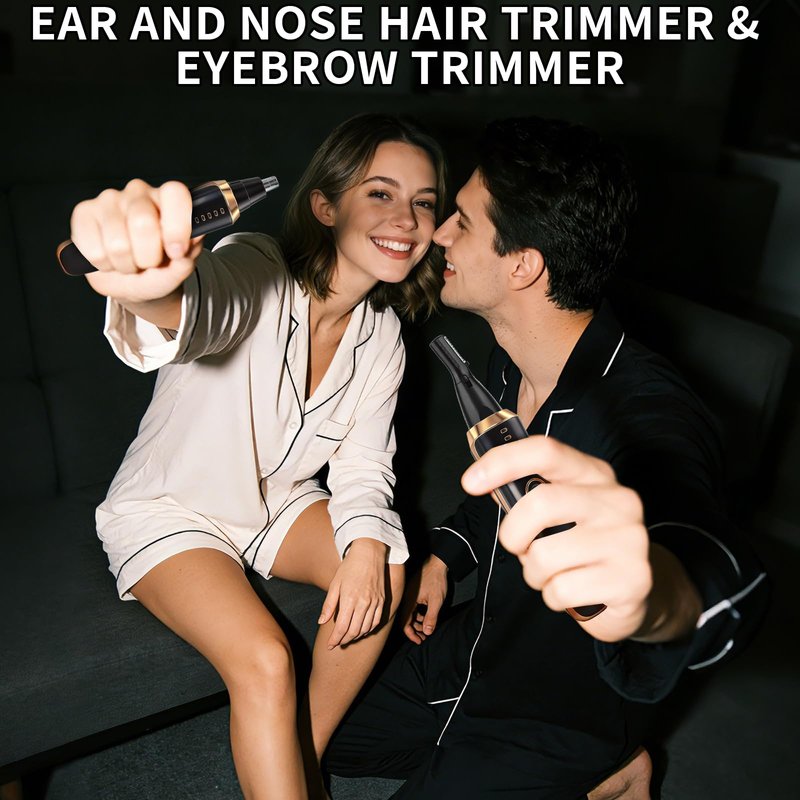 Yunmiss Nose and Ear Hair Trimmer for Men Women,2 in 1 LED Display Eyebrow Hair Trimmer with USB Rechargeable,2026 Portble Waterproof Facial Hair Removal with Dual-Edge Blades for Travel (Black)
