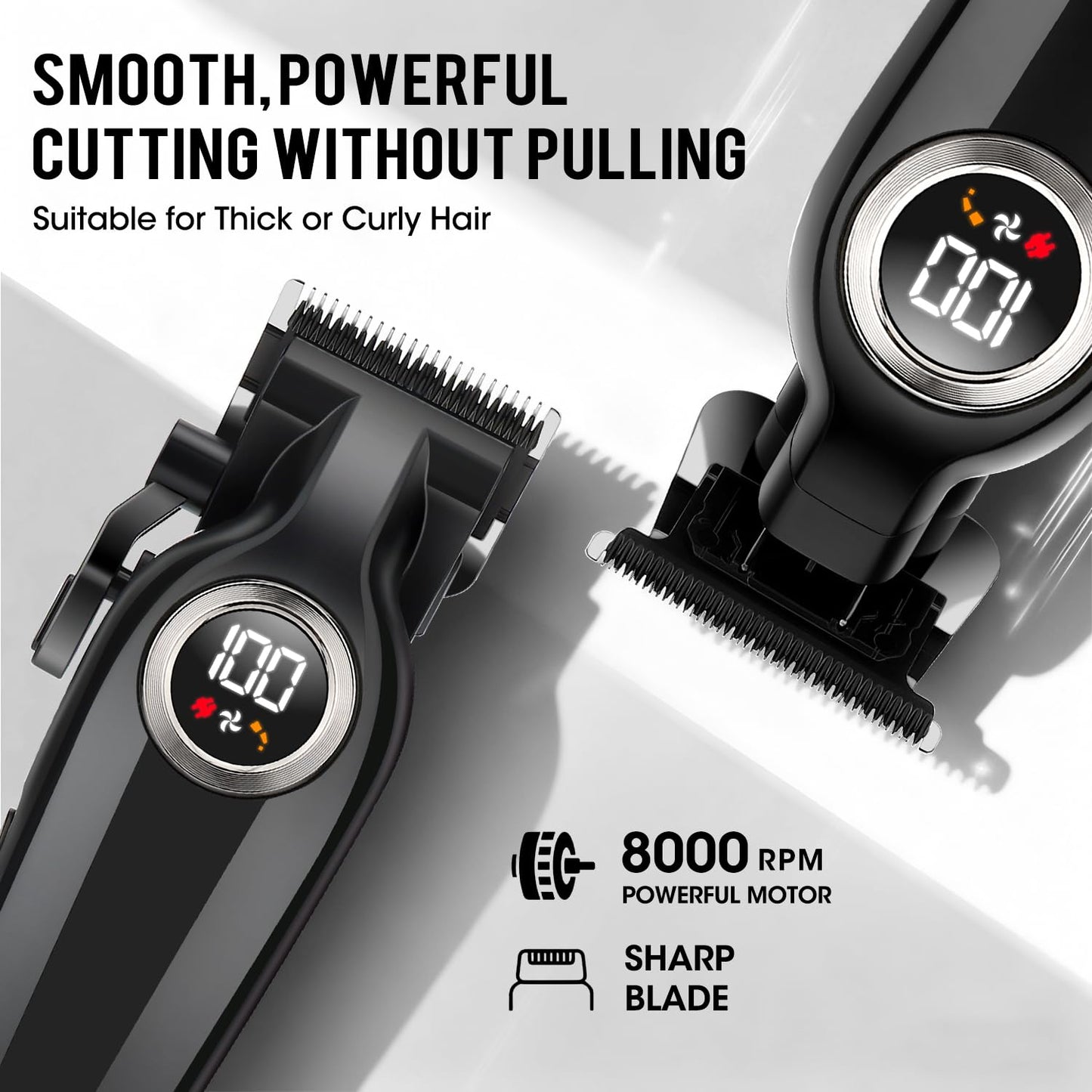 Zesuti Professional Hair Clippers for Men,Cordless Barber Clippers and Trimmers Set with LED Display, Rechargeable Mens Electric Beard Trimmer,Self Haircut Fade Kit & Clipper Oil