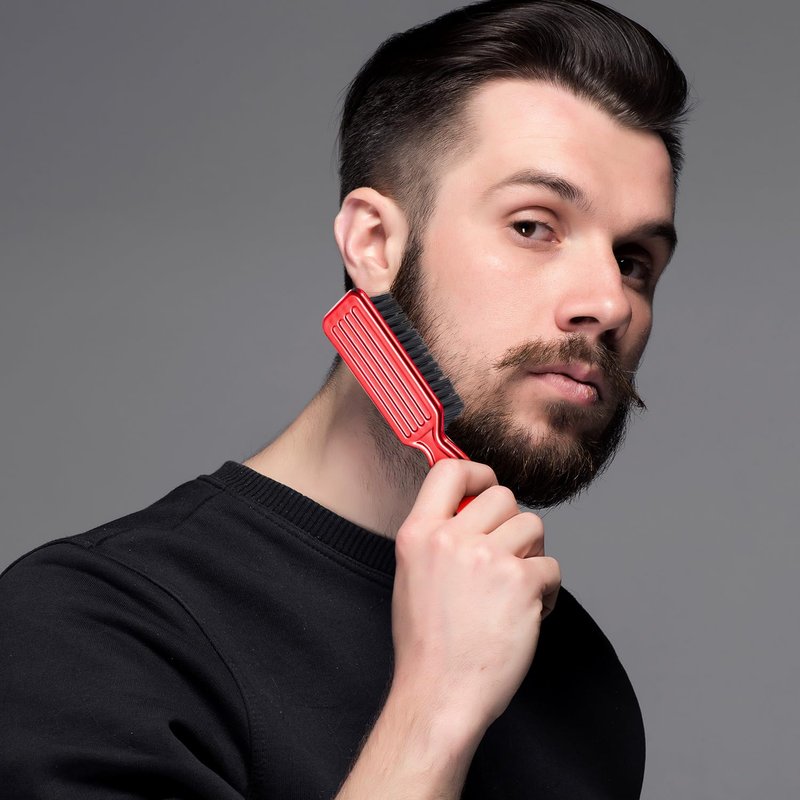 Patelai 3 Pieces Neck Duster Brush Barber Hair Blade Clipper Soft Nylon Trimmer Shaver Razor Cleaning with Storage Bag for Hair Styling(Red)