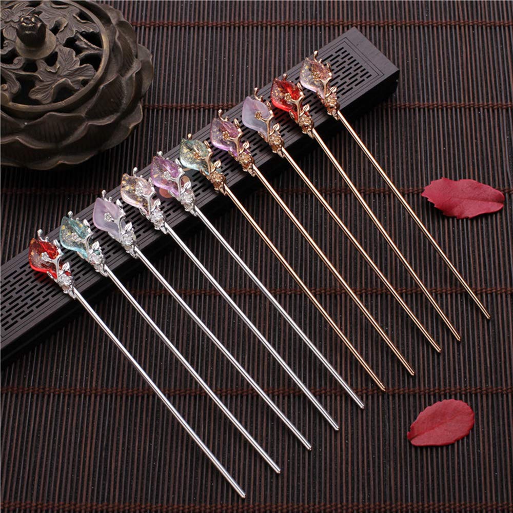 Metal Hairpin Female Hair Accessories Hair Fork Vintage Women Classic Chinese Style(silver&blue)