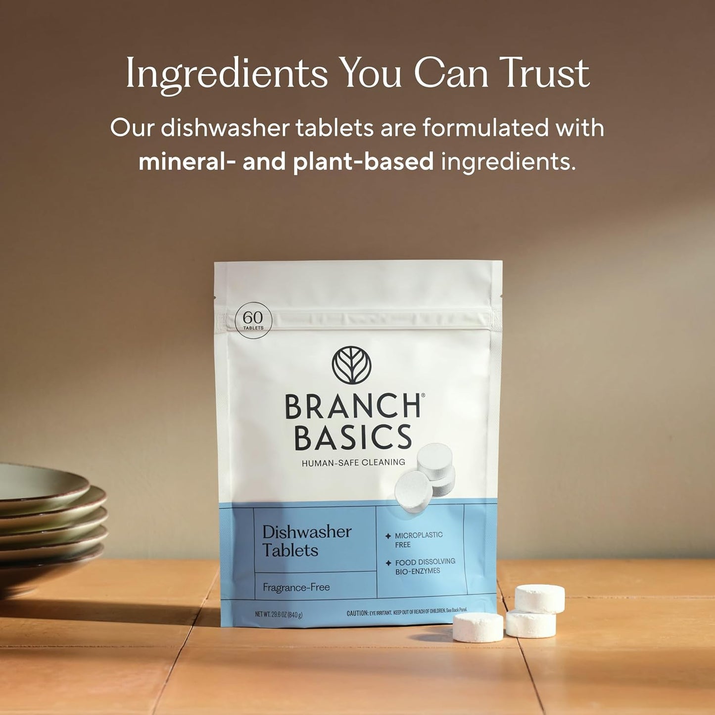 Dishwasher Tablets - 60 Ct Plastic-Free Pods | Fragrance-Free & Human-Safe Cleaning Power
