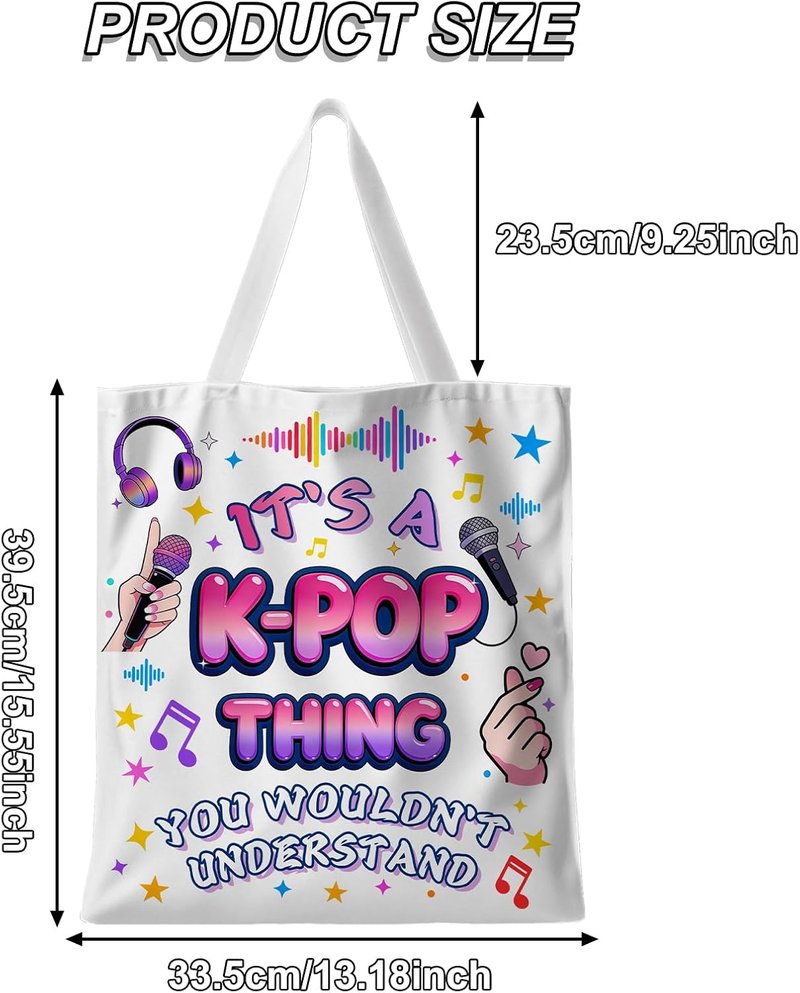 Stylish Korean Canvas Tote Bag - Pink & Purple Pattern | Large Capacity for Teens & Women