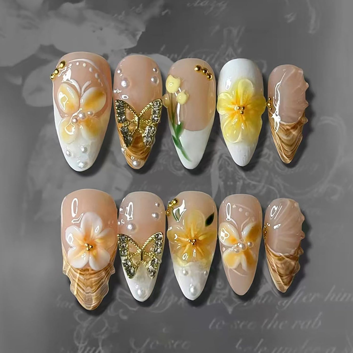Press-On Nails - 30Pcs Short Almond Green Glitter St. Patrick's Day Designs | Irish Shamrocks & Lucky Clover