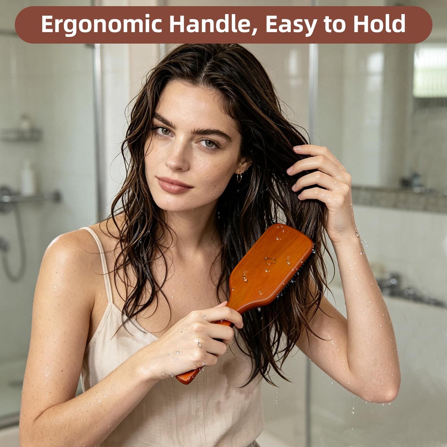 Hair Brush for Women and Men, Wooden Detangling Paddle Brush, Air Cushion Brush for Reducing Hair Breakage, Smoothing Brushes for Curly Straight Hair, Wet or Dry Use - 2 Pcs
