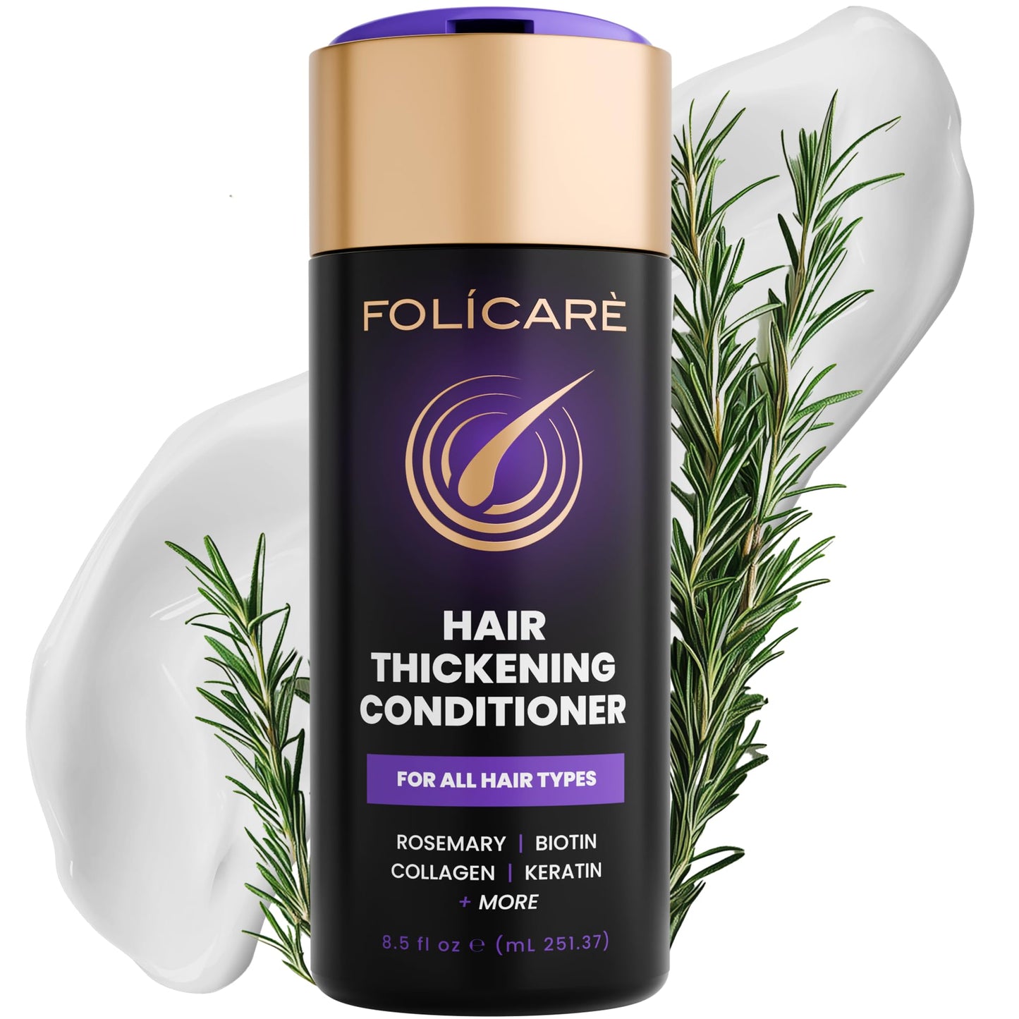 FOLICARE Hair Thickening Conditioner & Structural Repair Treatment | The 8-Week Density Protocol to Achieve Structurally Sound, Measurably Thicker Hair Resilient to Styling - 8.5 Fl oz