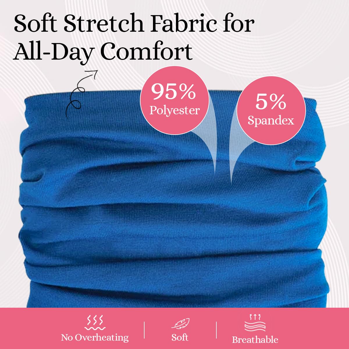 Curly Hair Headbands for Women - Stretchy Non-Slip Wide Yoga Band | Royal Blue, Adult Size