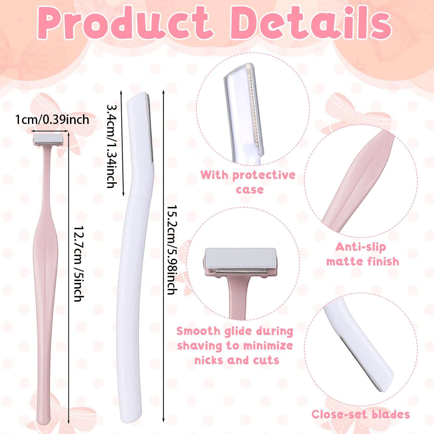 6Pack Eyebrow Razors Stainless Steel Dermaplaning Tool for Face, Small Eyebrow Shaver for Women Men Peach Fuzz and Fine