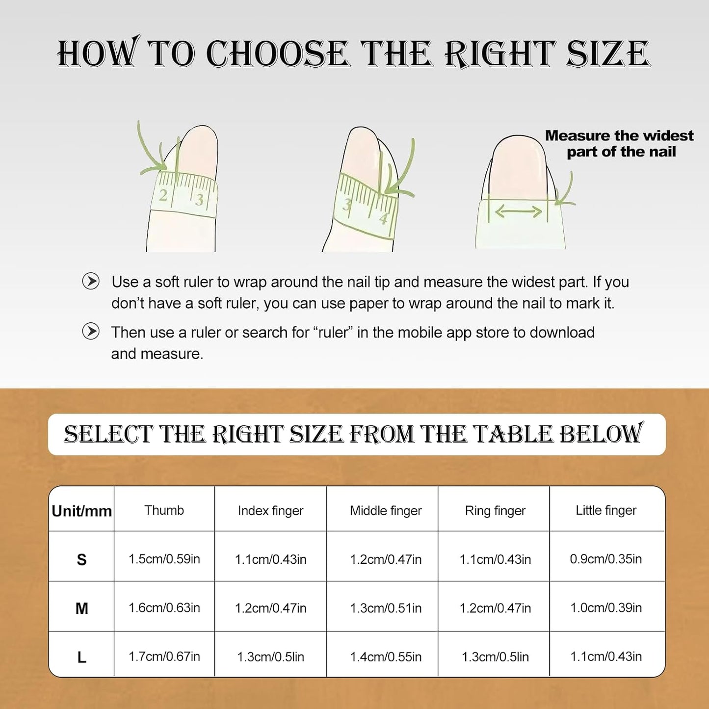 Brown French Tip Press On Nails - 3D Metallic Rhinestones | Medium Almond Reusable Acrylic False Nails (10 PCS)