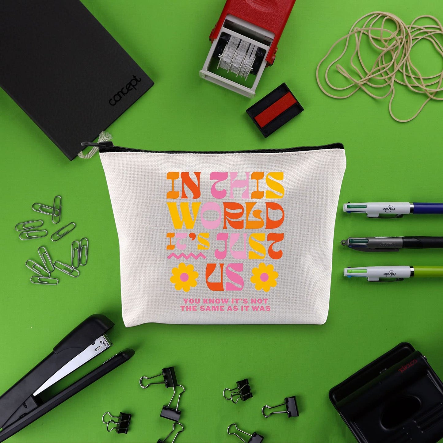 BLUPARK Singer Inspired Makeup Bag Singer Merch Album Gift Singer Makeup Bag Singer Fan Gift Singer Zipper Pouch Music Lover Gift (Just Us)