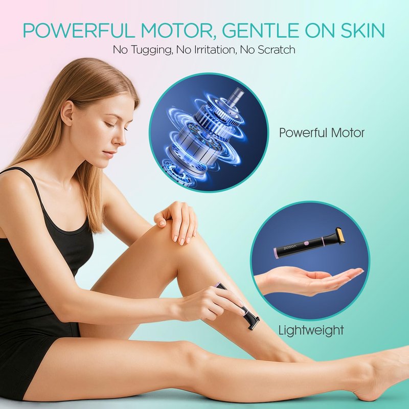 VOGOE Bikini Trimmer for Women, 3-in-1 Electric Razors for Women, Cordless Compact Waterproof Pubic Hair Trimmer for Body, Face & Bikini Area (Black)