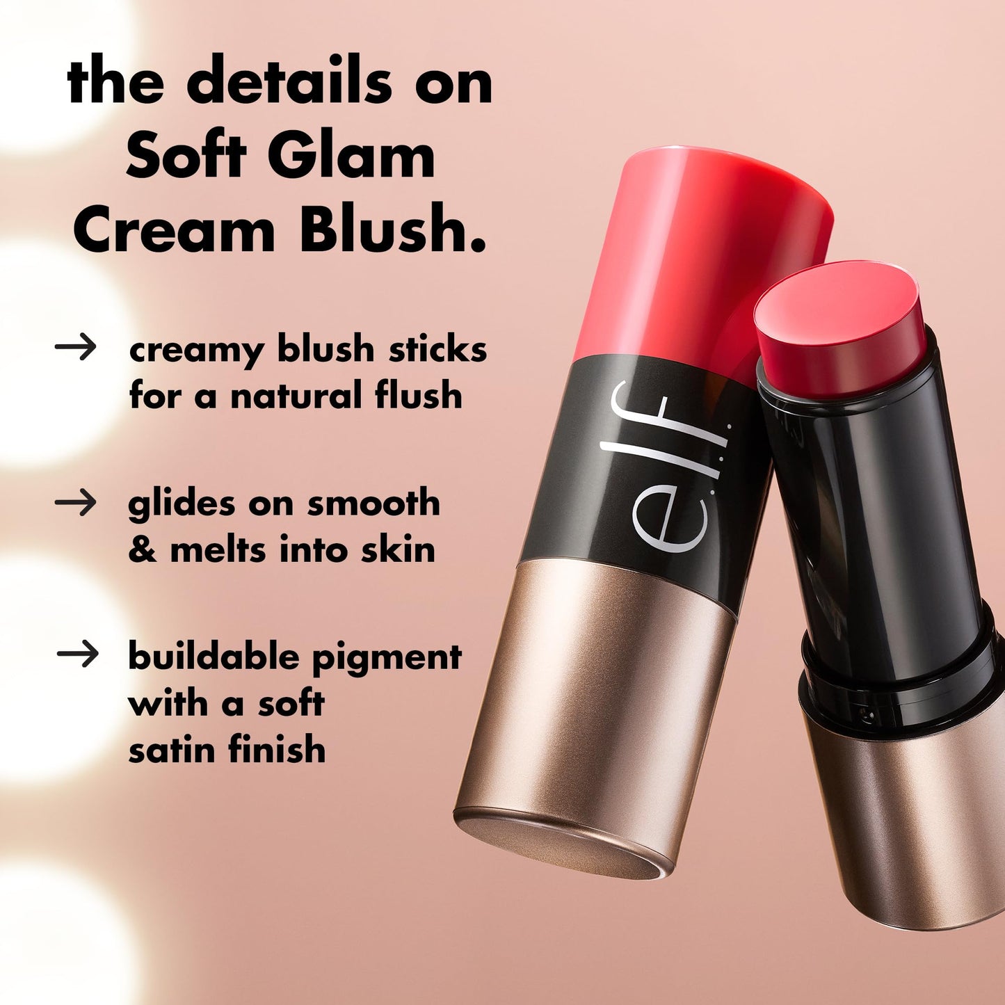 e.l.f. Soft Glam Cream Blush Stick, Buildable Cream Blush for A Natural Flush & Satin Finish, Made with Shea Butter, Vegan & Cruelty-Free, Gumball